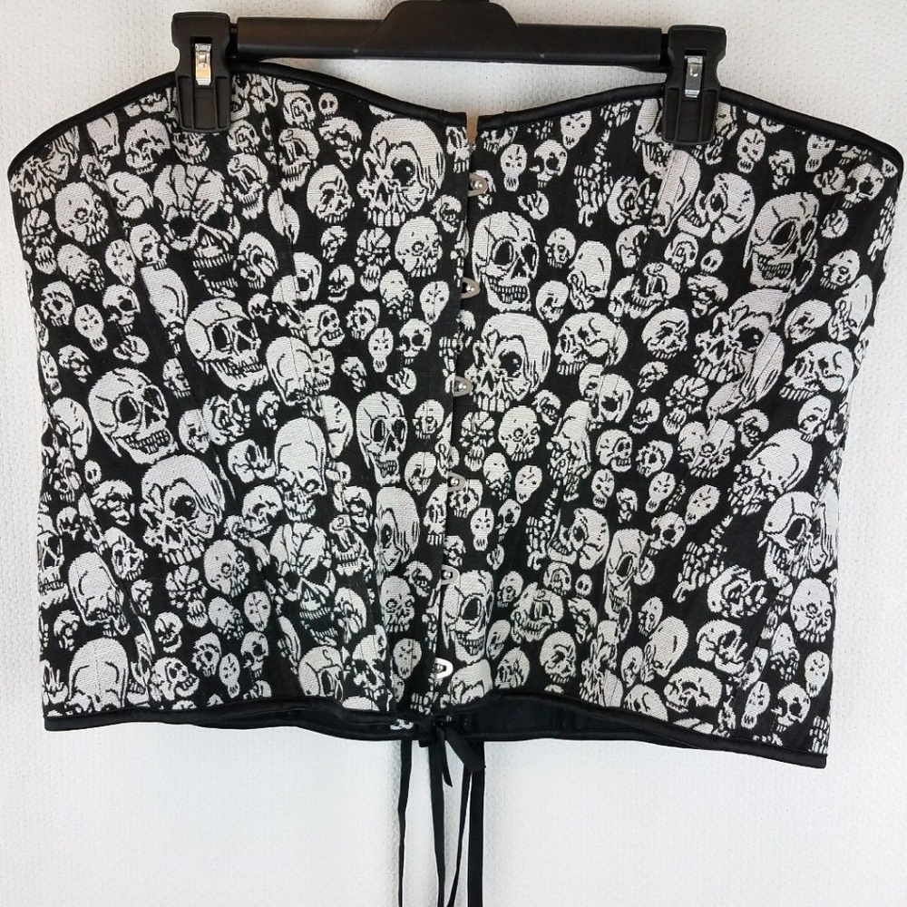 Skull Pattern Corset Bustier Gothic Punk Plus Size